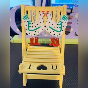 Fun Chicken earrings/ chair not included
